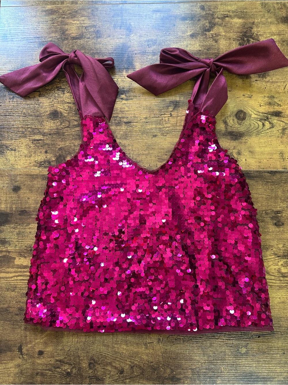 Maeve sequin bow tie top